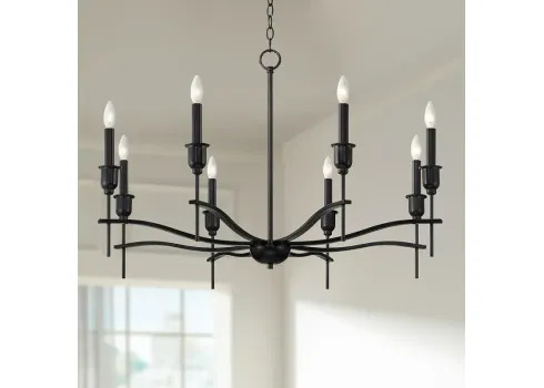 Franklin Iron Works Austin 36” Black 8-Light Candelabra