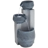 Two Bowl 31 1/2" High Gray Faux Stone Fountain with LED Light