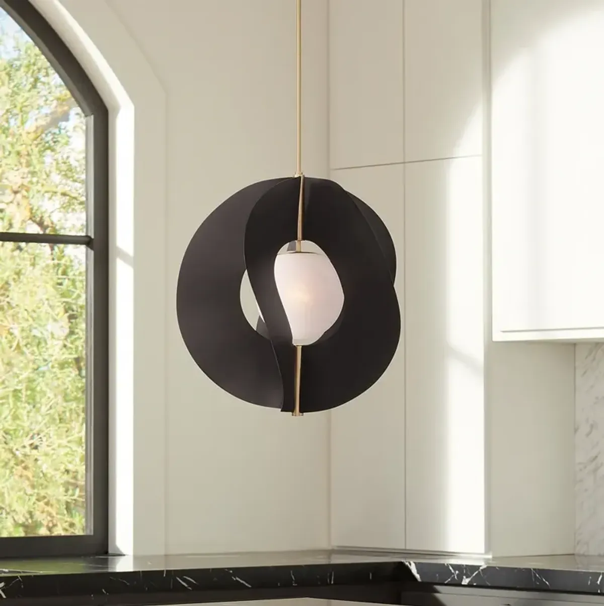 Minka-Lavery Gloria 1-Light 24-in Dark Bronze and Brass Indoor Pendant