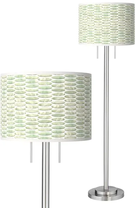 Oval Tempo Giclee Brushed Nickel Garth Floor Lamp