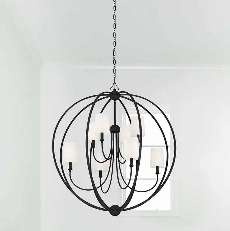 Crystorama Sylvan 40"W 8-Light Black Forged Chandelier