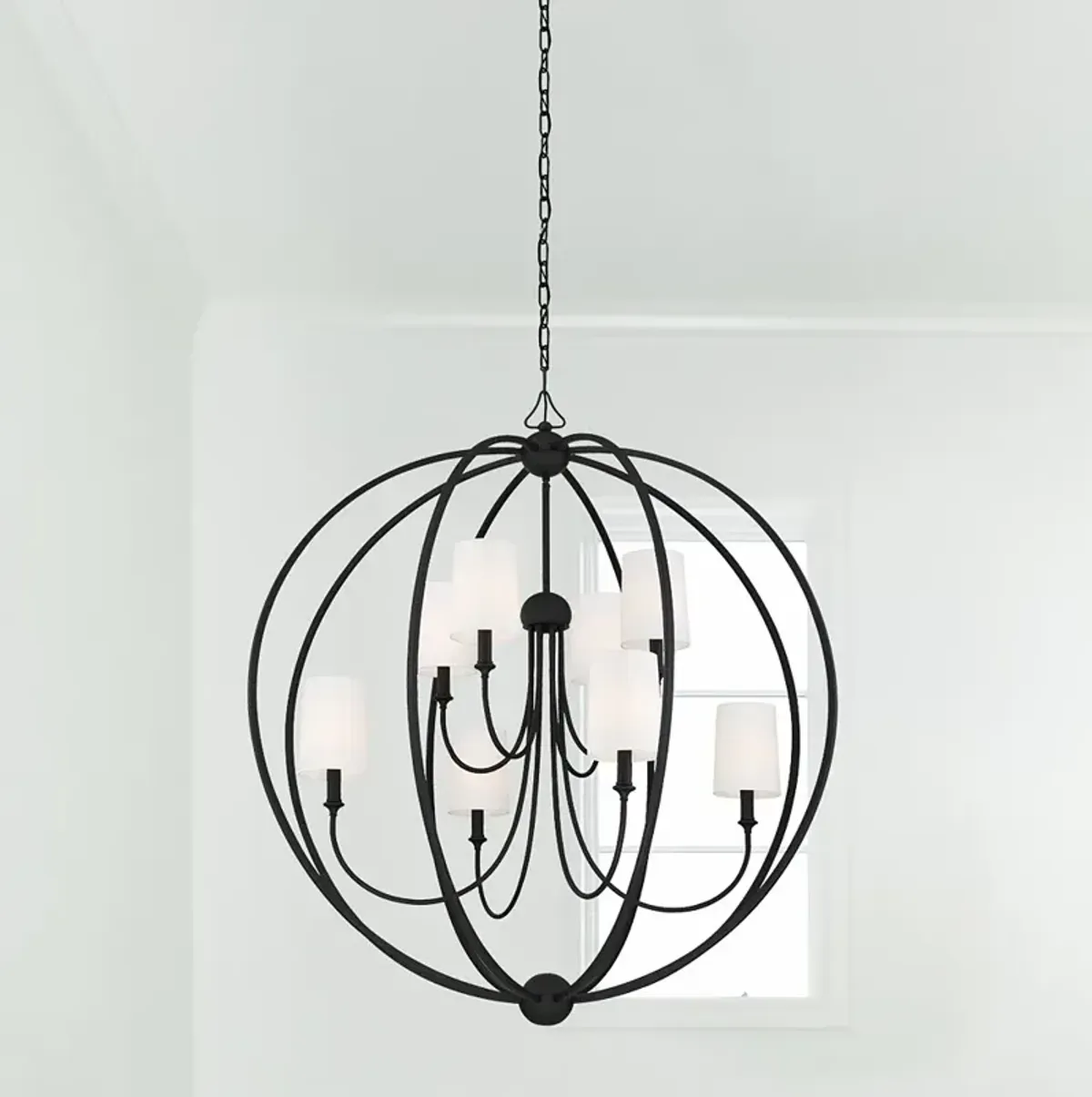 Crystorama Sylvan 40"W 8-Light Black Forged Chandelier