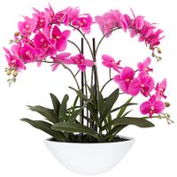 Real Touch Pink Orchid 28" High Faux Flowers in White Pot