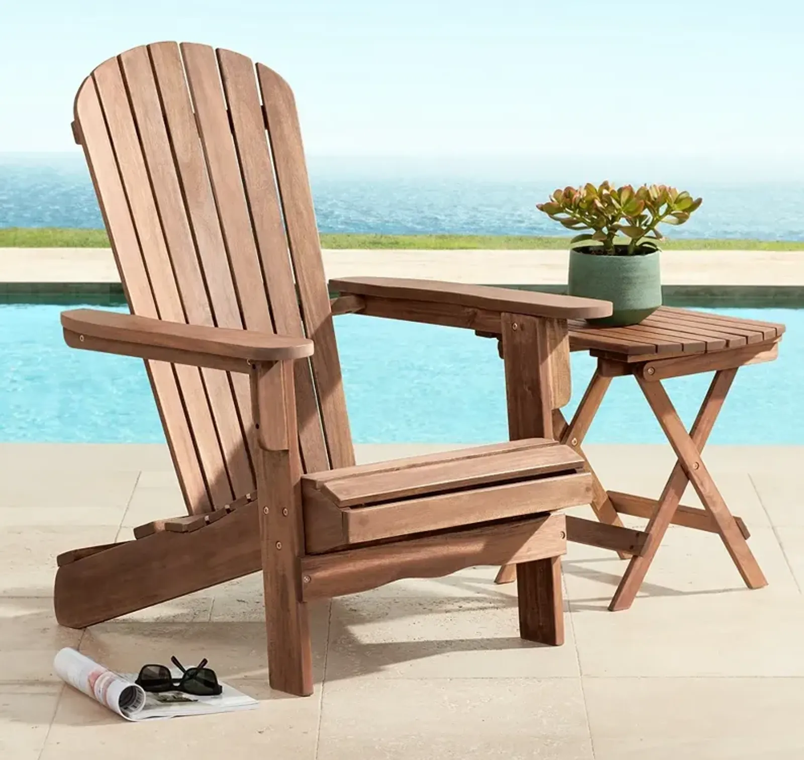 Cape Cod Natural Wood Adirondack Chair