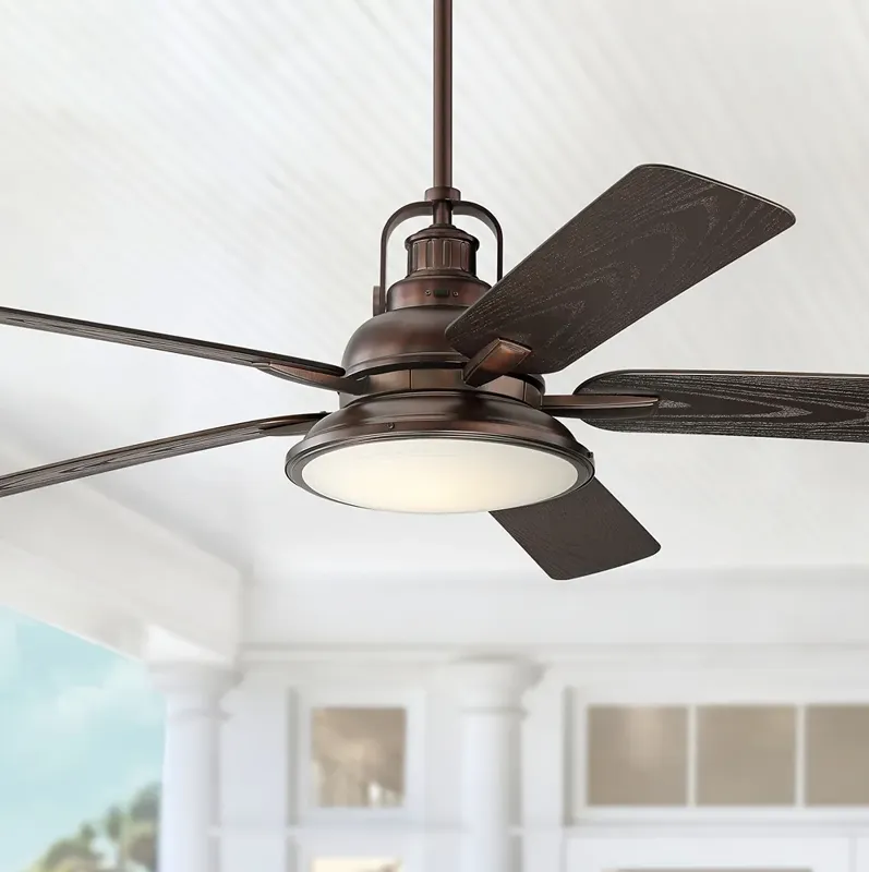 60" Wind and Sea Bronze Finish LED Outdoor Ceiling Fan with Remote