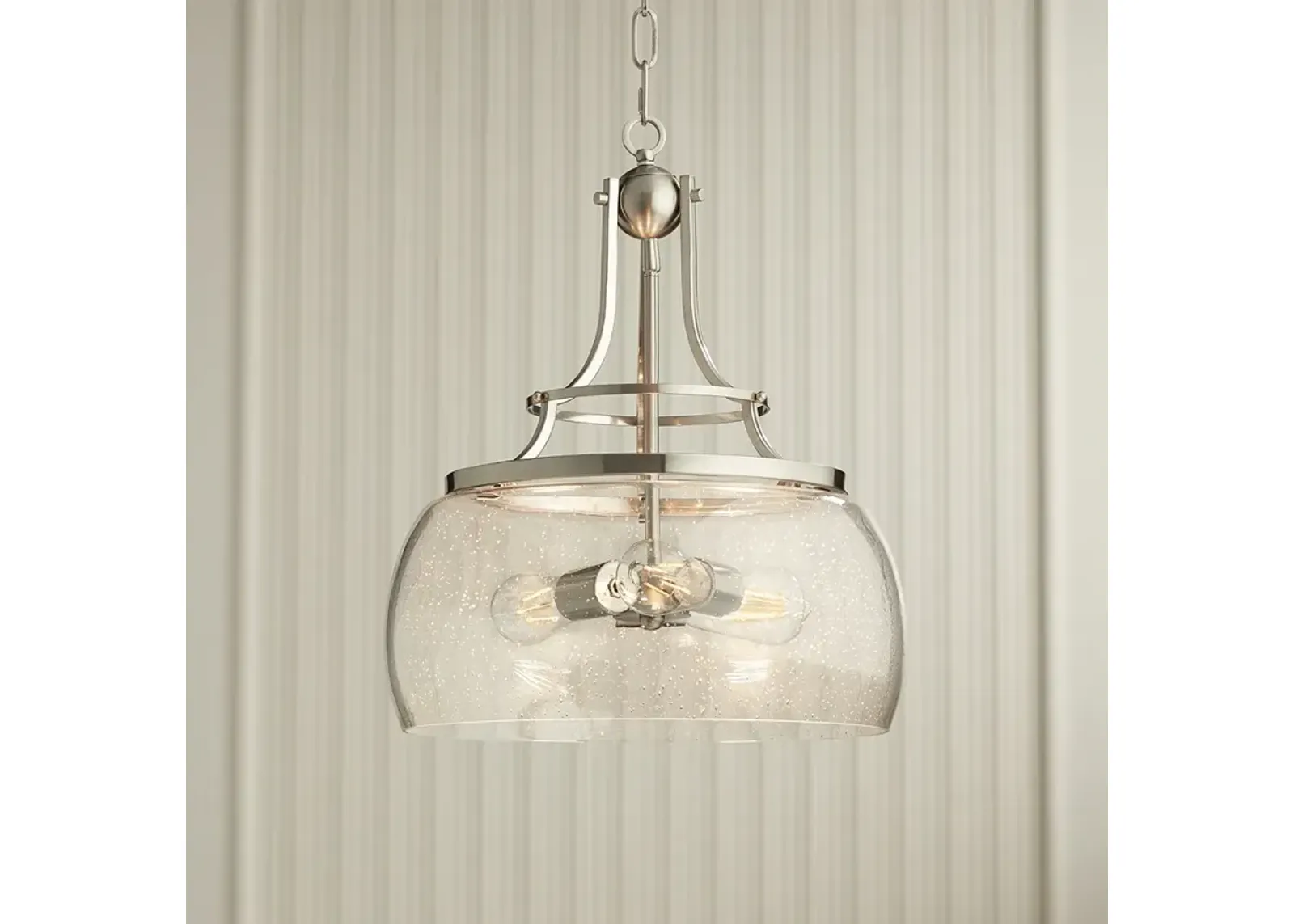 Franklin Iron Works Charleston 16" Nickel 3-Light LED Pendant Light