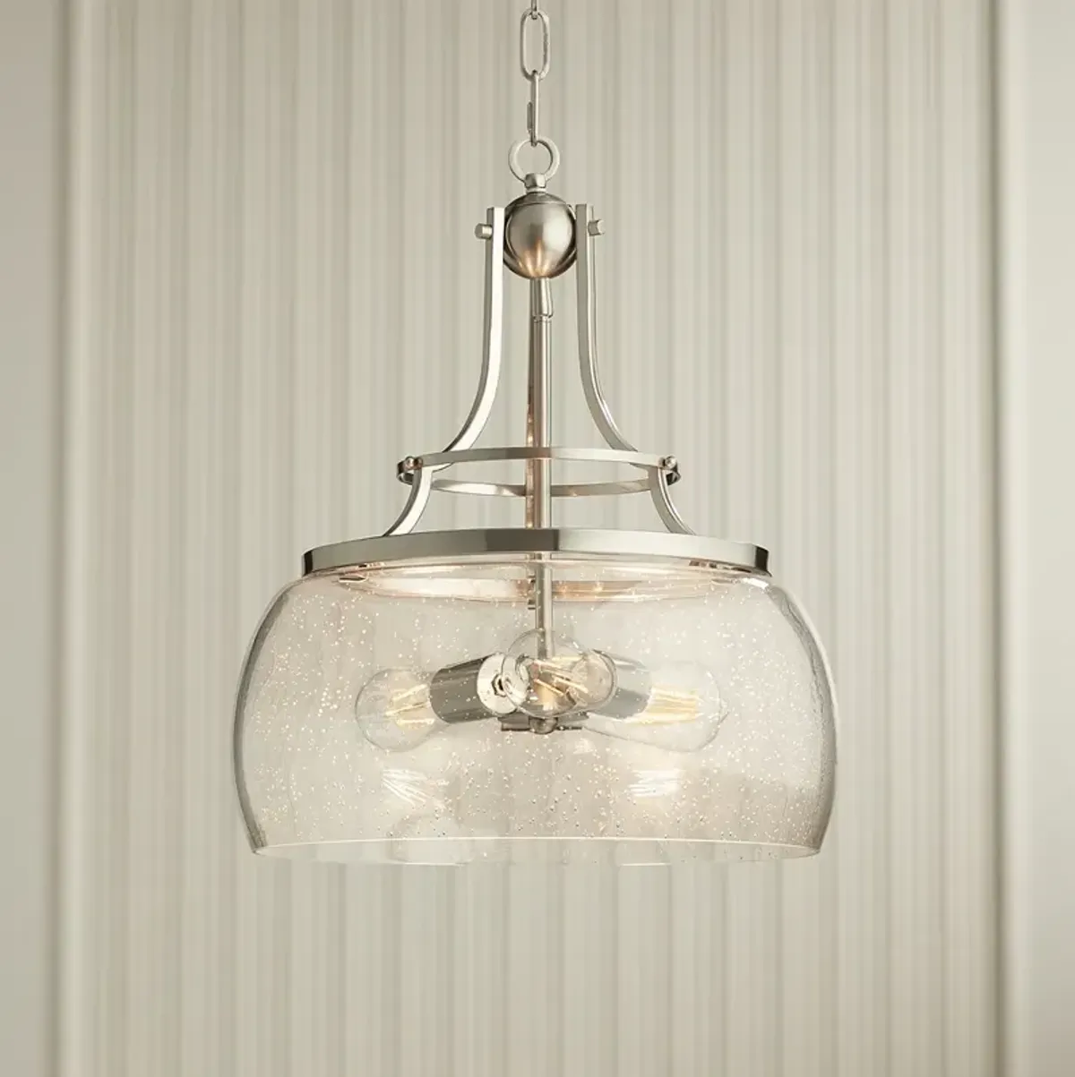 Franklin Iron Works Charleston 16" Nickel 3-Light LED Pendant Light