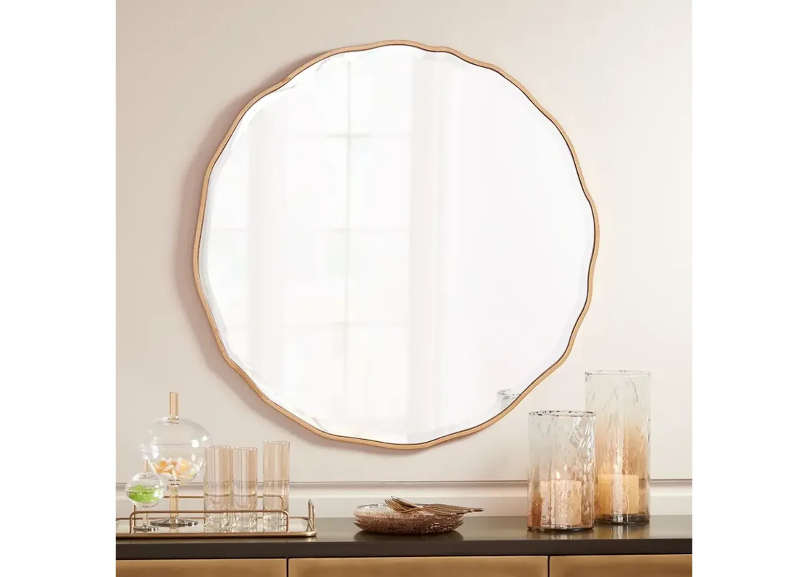 Noble Park Lissa Gold Waved Edge 31 1/2" x 31 1/2" Wall Mirror