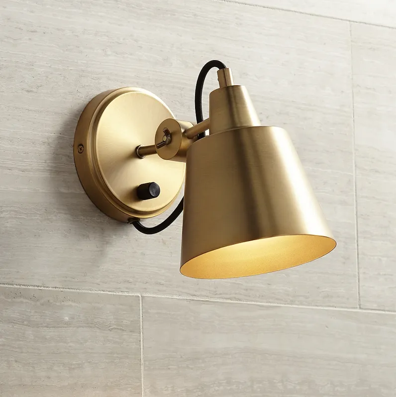 Possini Euro Capetown 8" High Warm Brass Swivel Wall Sconce