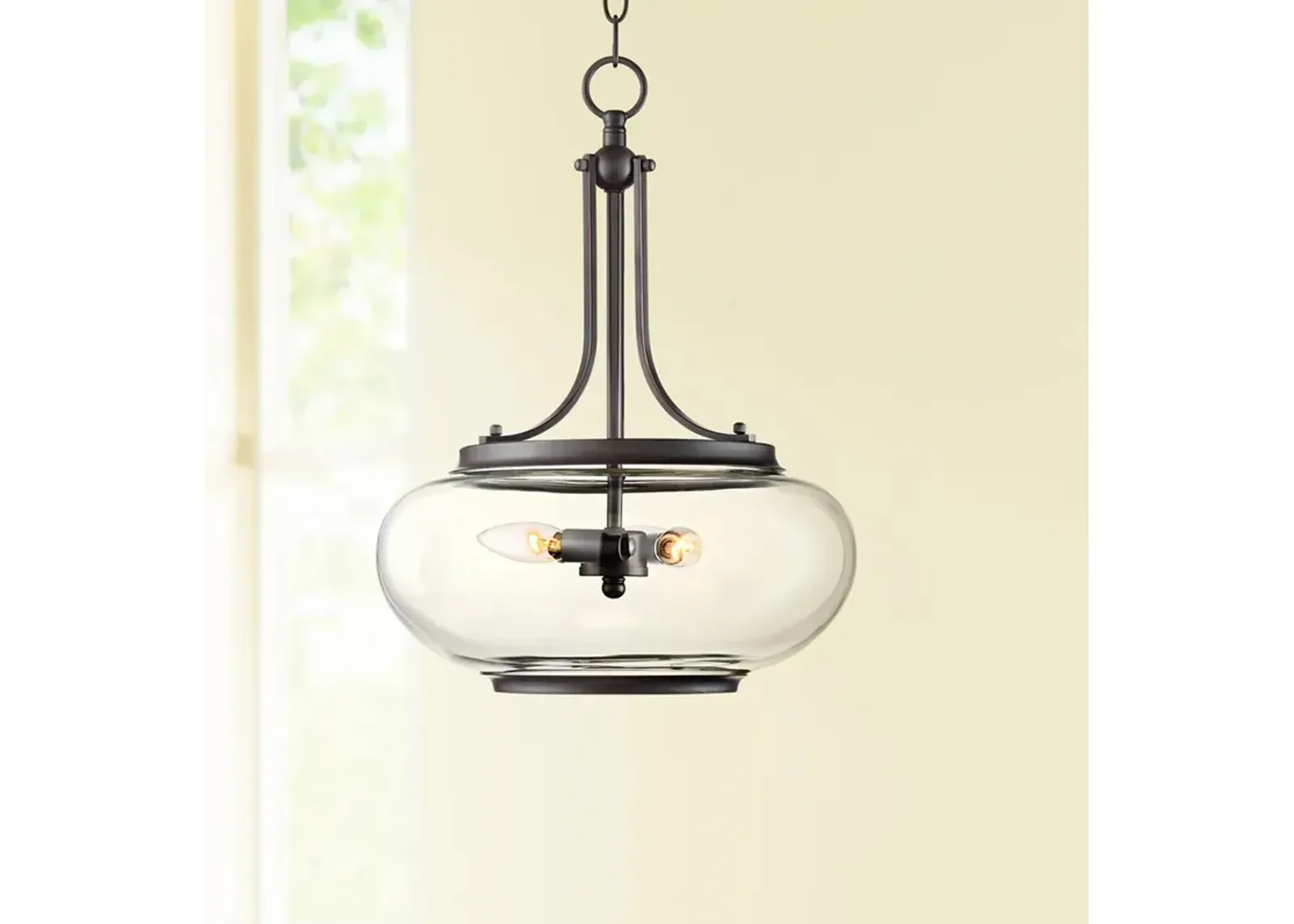 Possini Euro Largo 14 1/4" Wide 3-Light Bronze Clear Glass Pendant