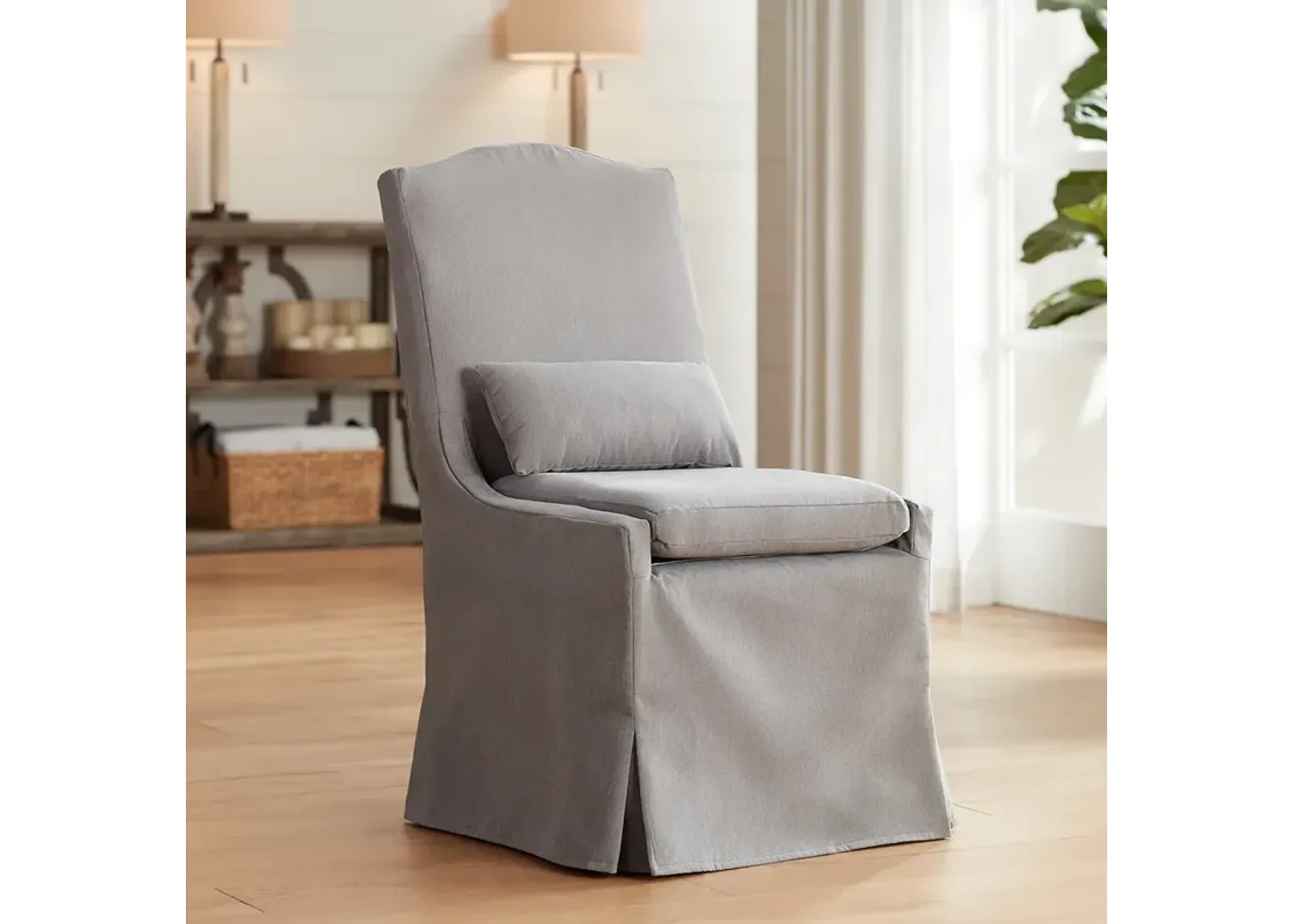 55 Downing Street Juliete Peyton Slate Gray Slipcover Dining Chair