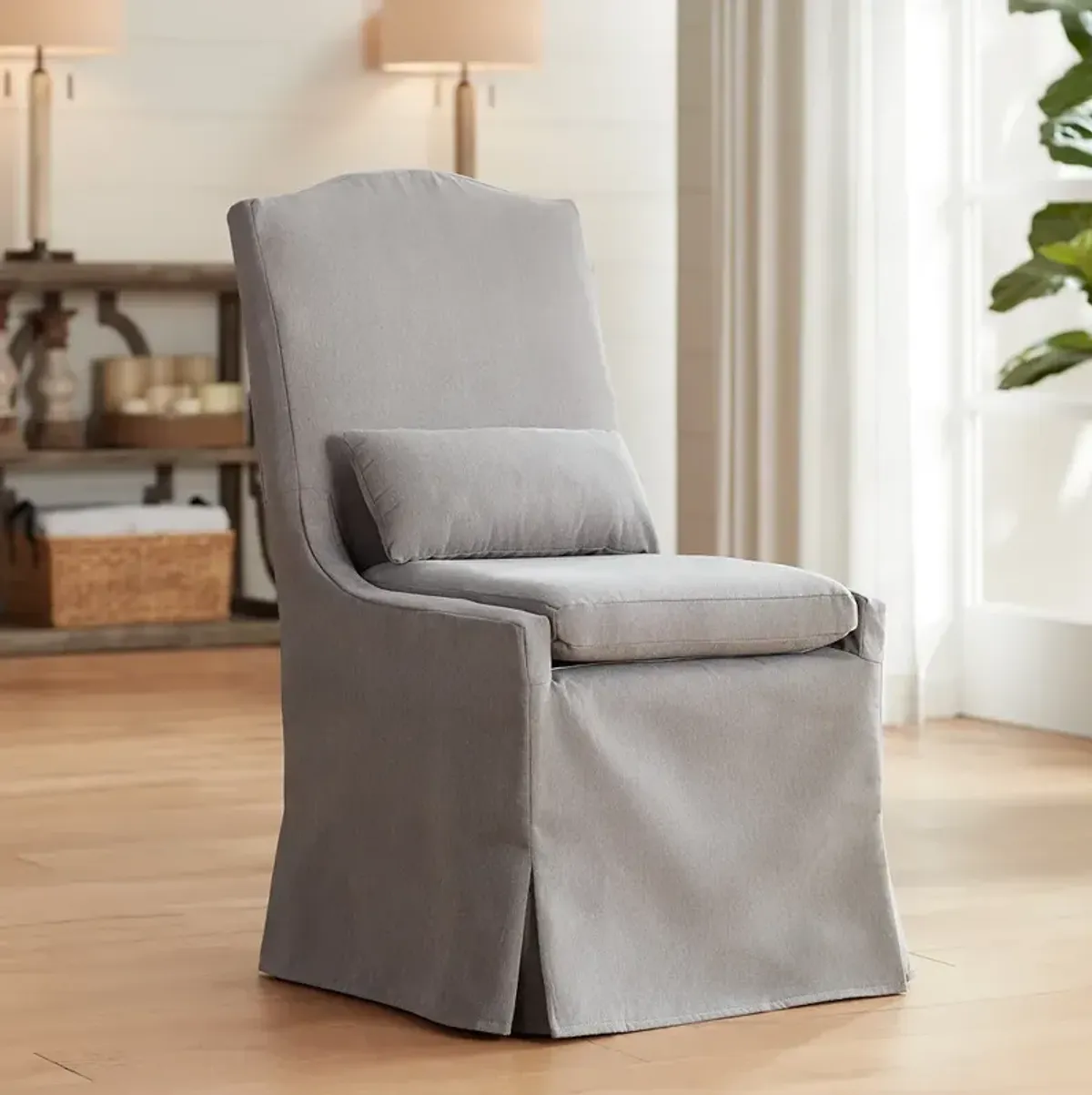 55 Downing Street Juliete Peyton Slate Gray Slipcover Dining Chair