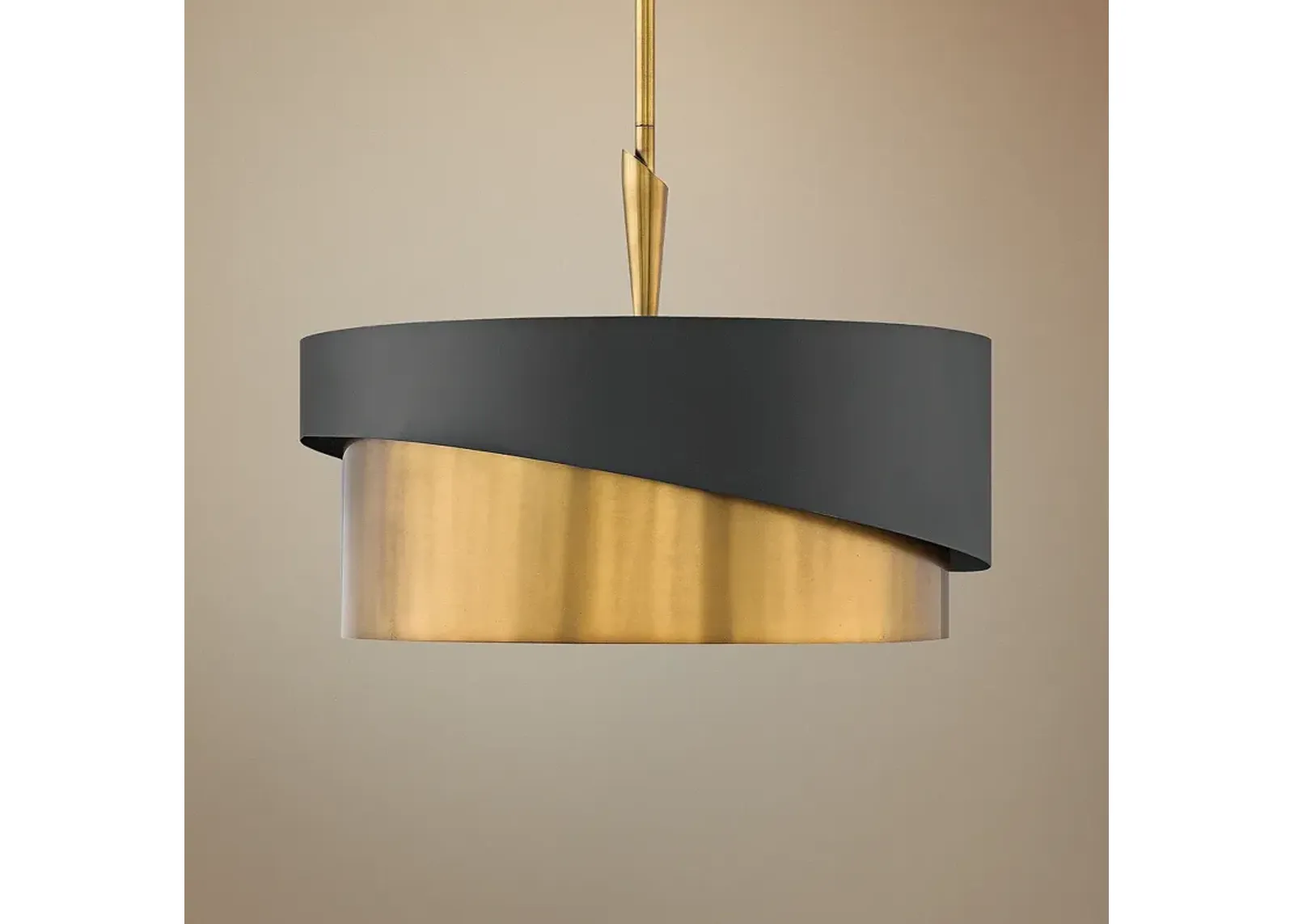 Hinkley Gigi 21" Wide Heritage Brass and Satin Black Finish Pendant