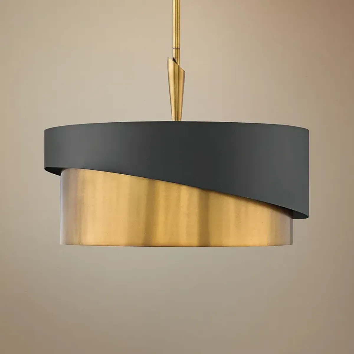 Hinkley Gigi 21" Wide Heritage Brass and Satin Black Finish Pendant