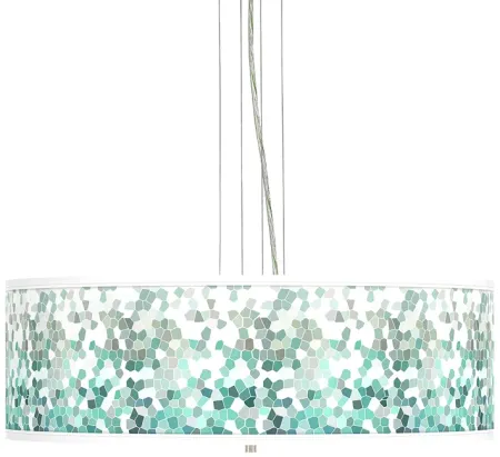 Aqua Mosaic Giclee 24" Wide 4-Light Pendant Chandelier