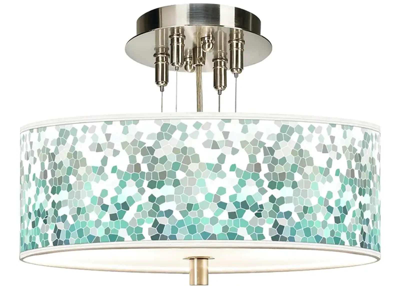 Aqua Mosaic Giclee 14" Wide Ceiling Light