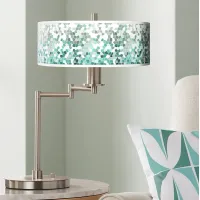 Aqua Mosaic Giclee Shade LED Modern Swing Arm Desk Lamp