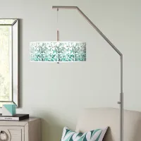Aqua Mosaic Giclee Shade Arc Floor Lamp