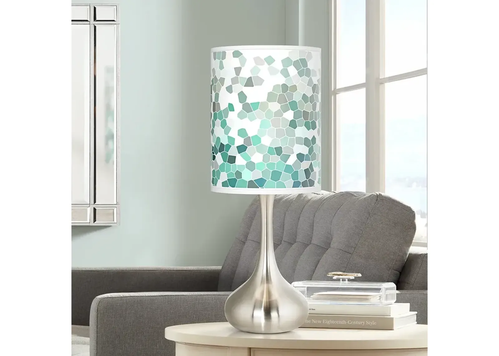 Giclee Glow Droplet 23 1/2" Aqua Mosaic Shade Modern Table Lamp