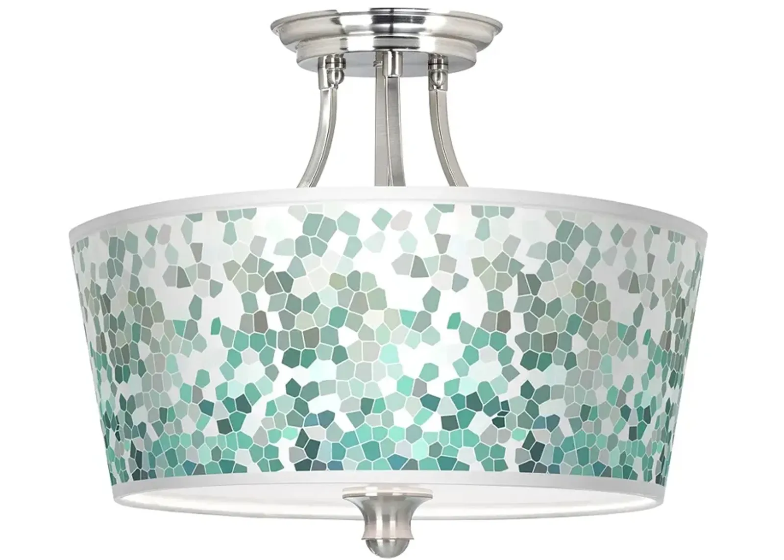 Aqua Mosaic Tapered Drum Giclee Ceiling Light