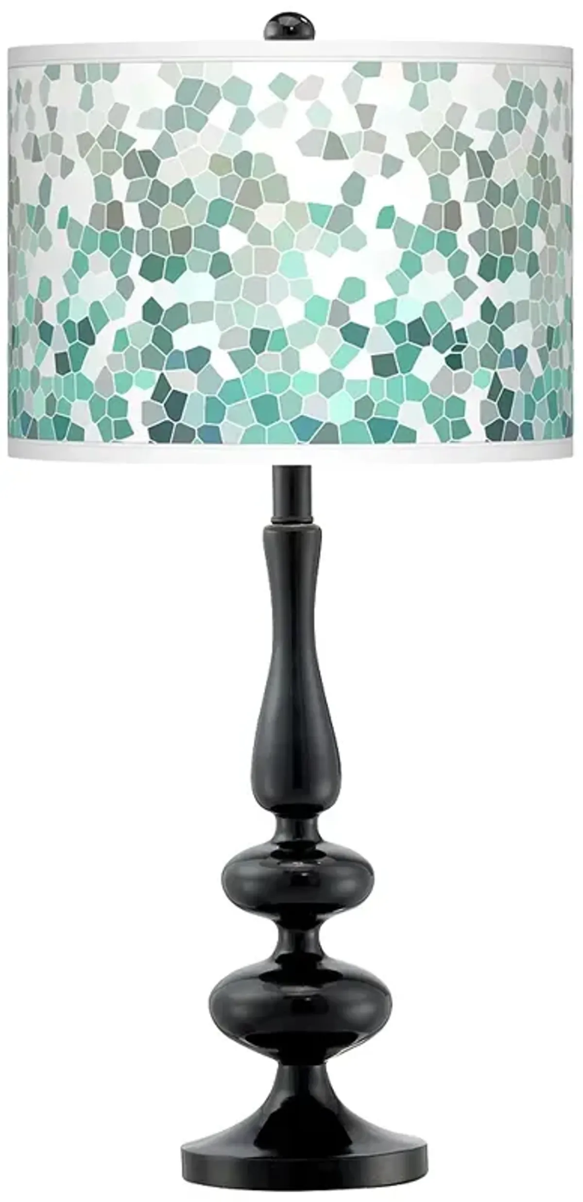 Giclee Gallery Paley 29" Aqua Mosaic Shade with Black Table Lamp