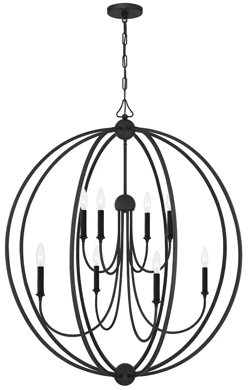 Libby Langdon for Crystorama Sylvan 8 Light Black Forged Chandelier