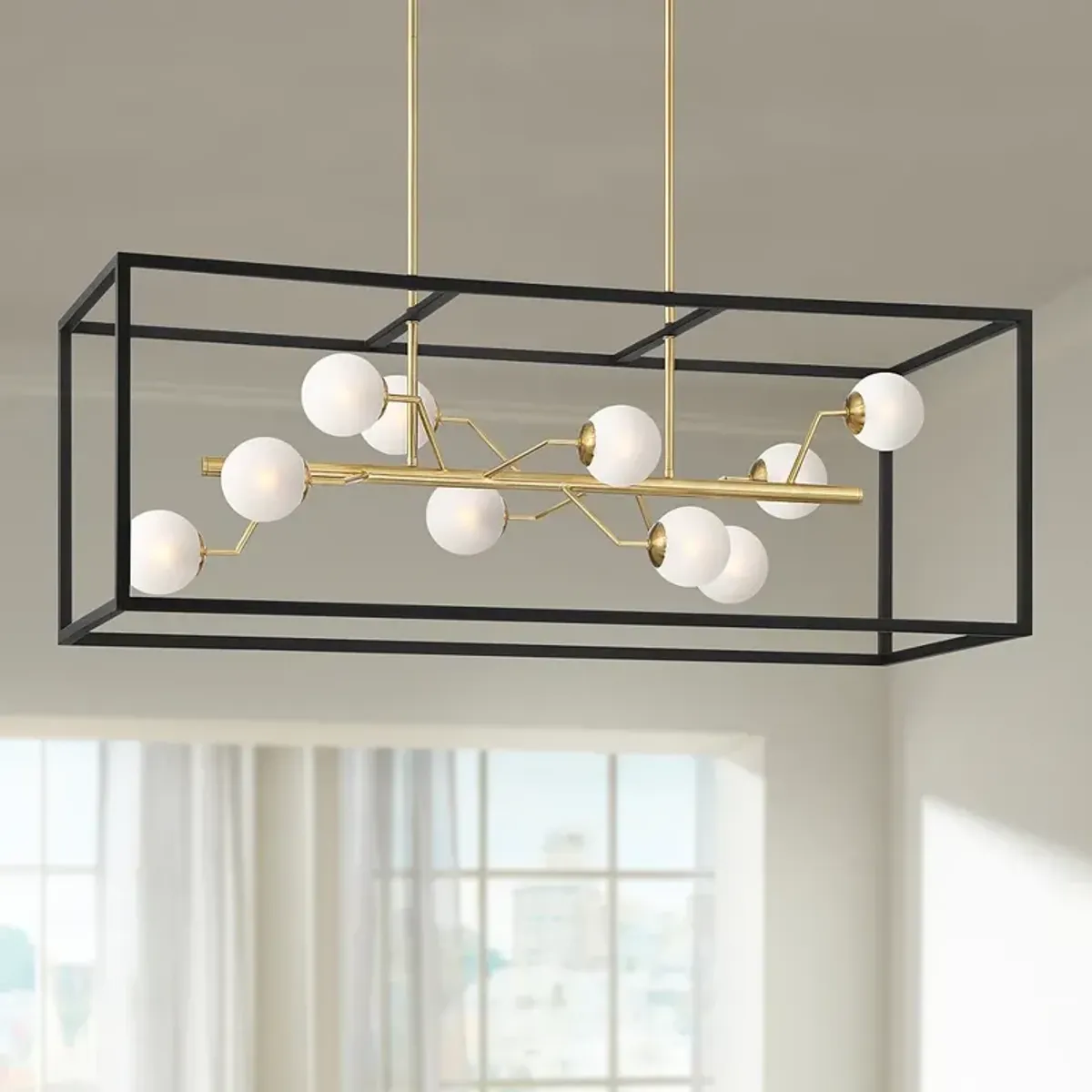 Possini Euro Alter 40" Wide Black and Gold 10-Light LED Island Pendant