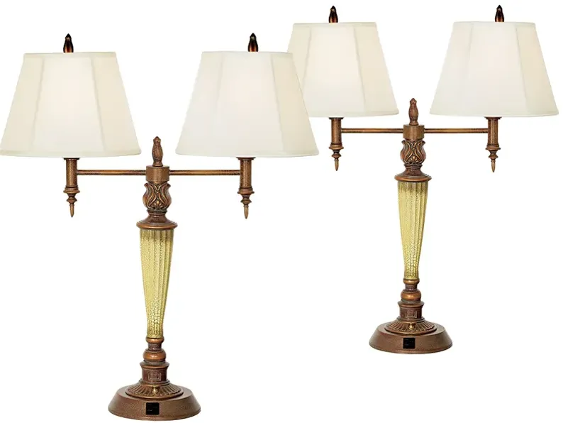 Pacific Coast Lighting Pontiac Double Arm Gold Outlet Table Lamps Set of 2