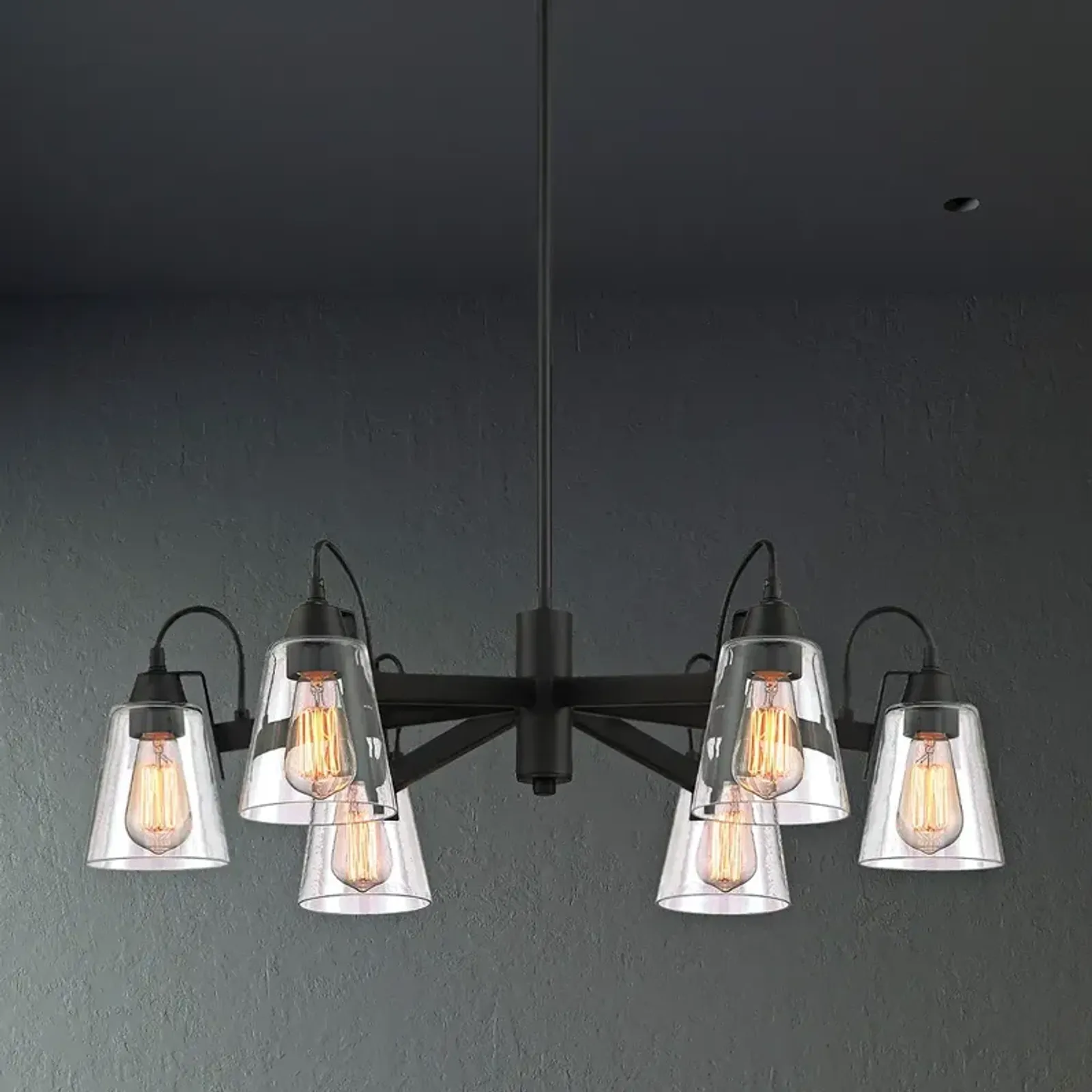 Beckonridge 32" Wide Coal 6-Light Chandelier