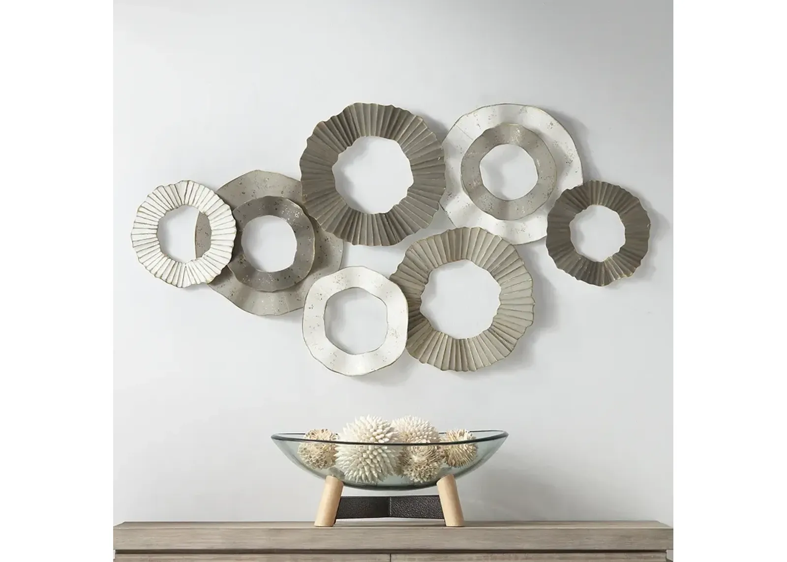 Dahlia Studios Parade 40" Wide Gray White Taupe Ridge-Circle Wall Art