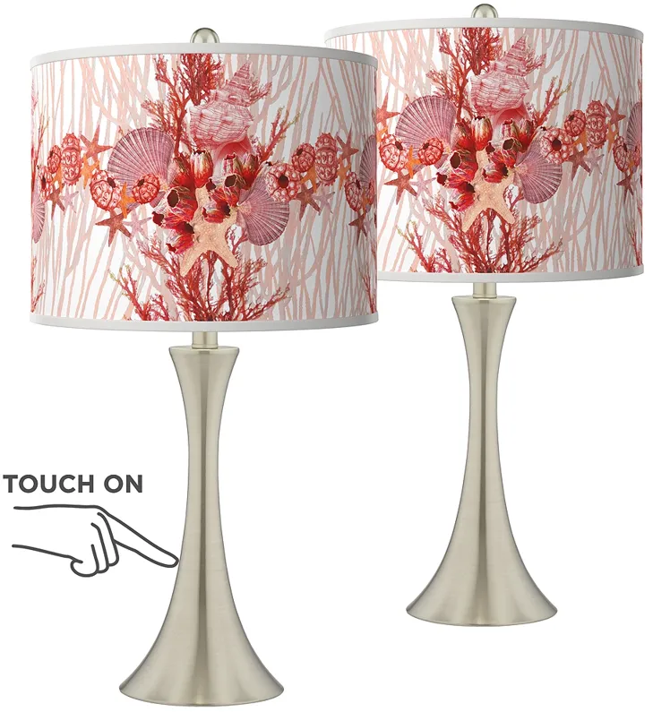 Corallium Trish Brushed Nickel Touch Table Lamps Set of 2