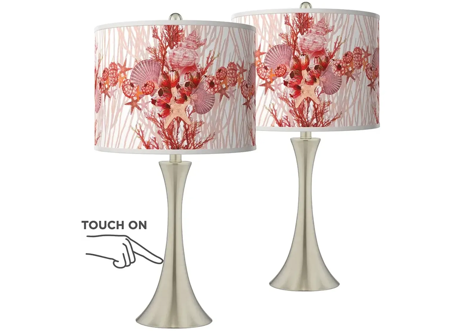 Corallium Trish Brushed Nickel Touch Table Lamps Set of 2