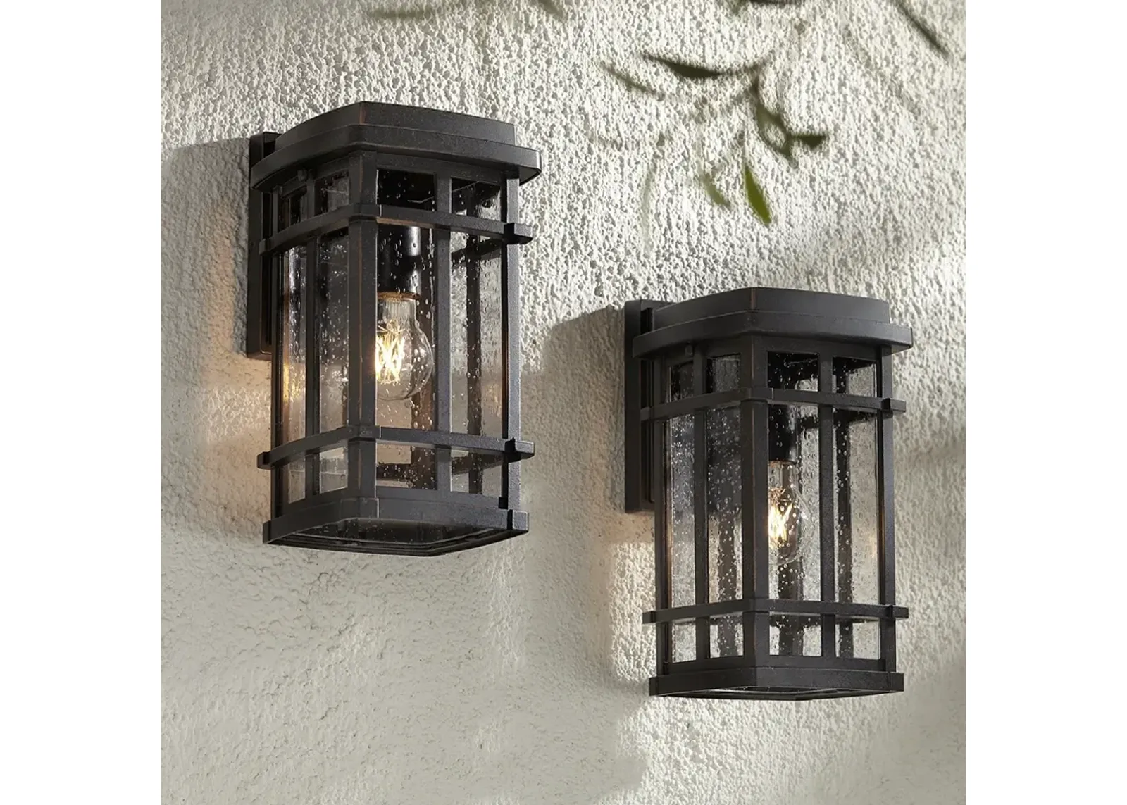 Neri 12 1/2"H Mission Oil-Rubbed Bronze Outdoor Wall Light Set of 2