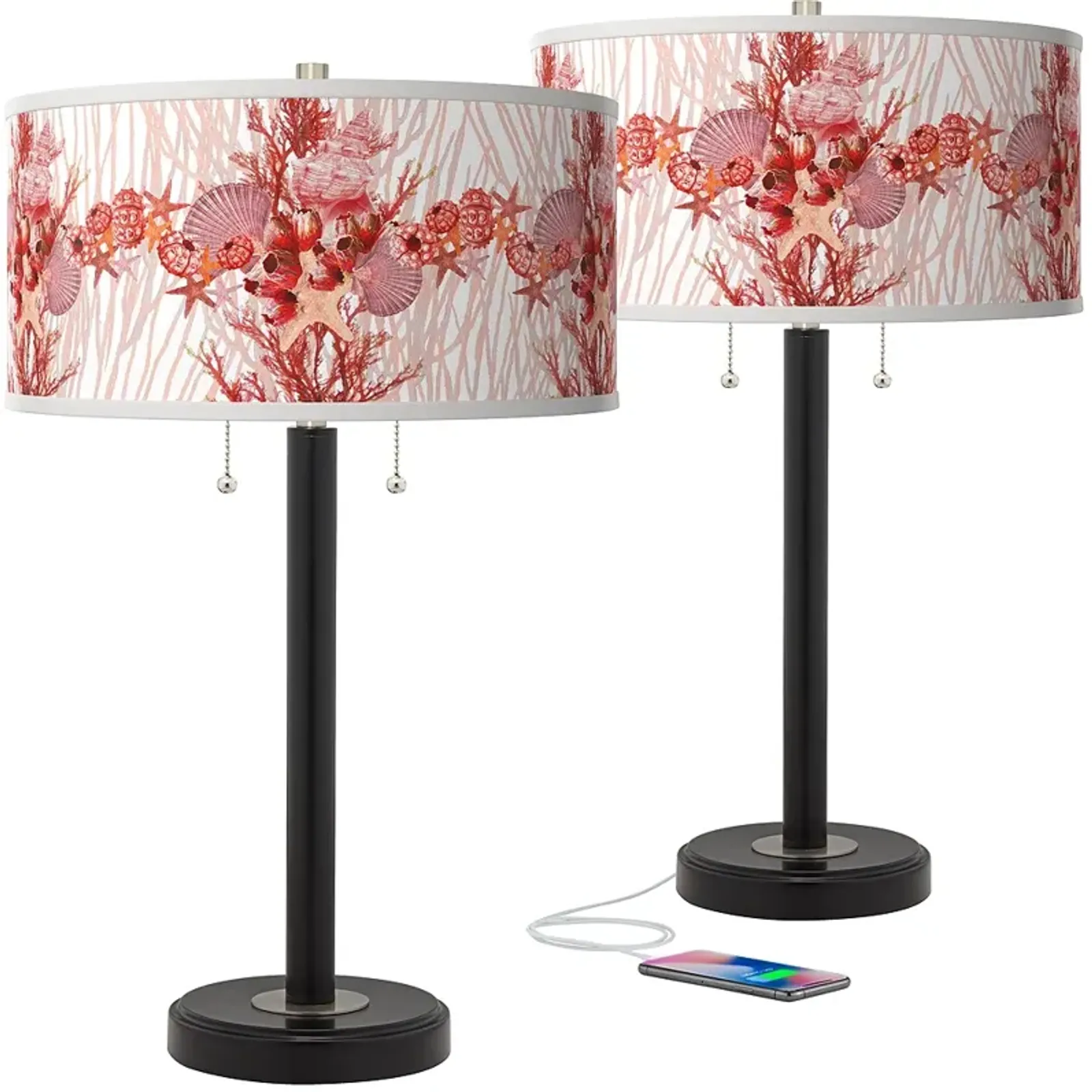 Corallium Arturo Black Bronze USB Table Lamps Set of 2