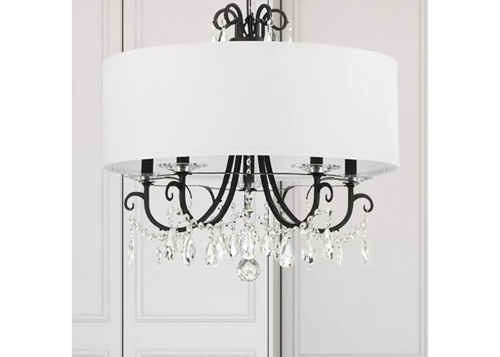 Othello 24" Wide Matte Black Crystal 5-Light Chandelier