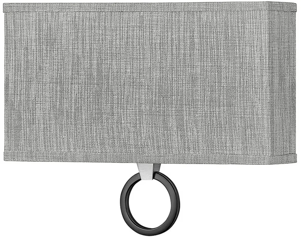 Link 11 3/4" High Nickel with Gray Linen Shade Wall Sconce