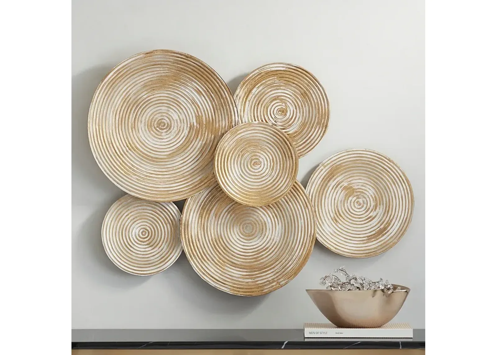 Mesa 32 1/4 Wide Gold Cream-Washed Disk Wall Art