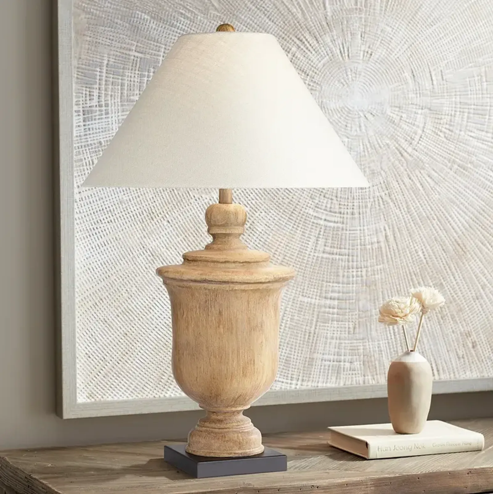 Regency Hill 30 1/4" High Rustic Faux Wood Urn Profile Table Lamp