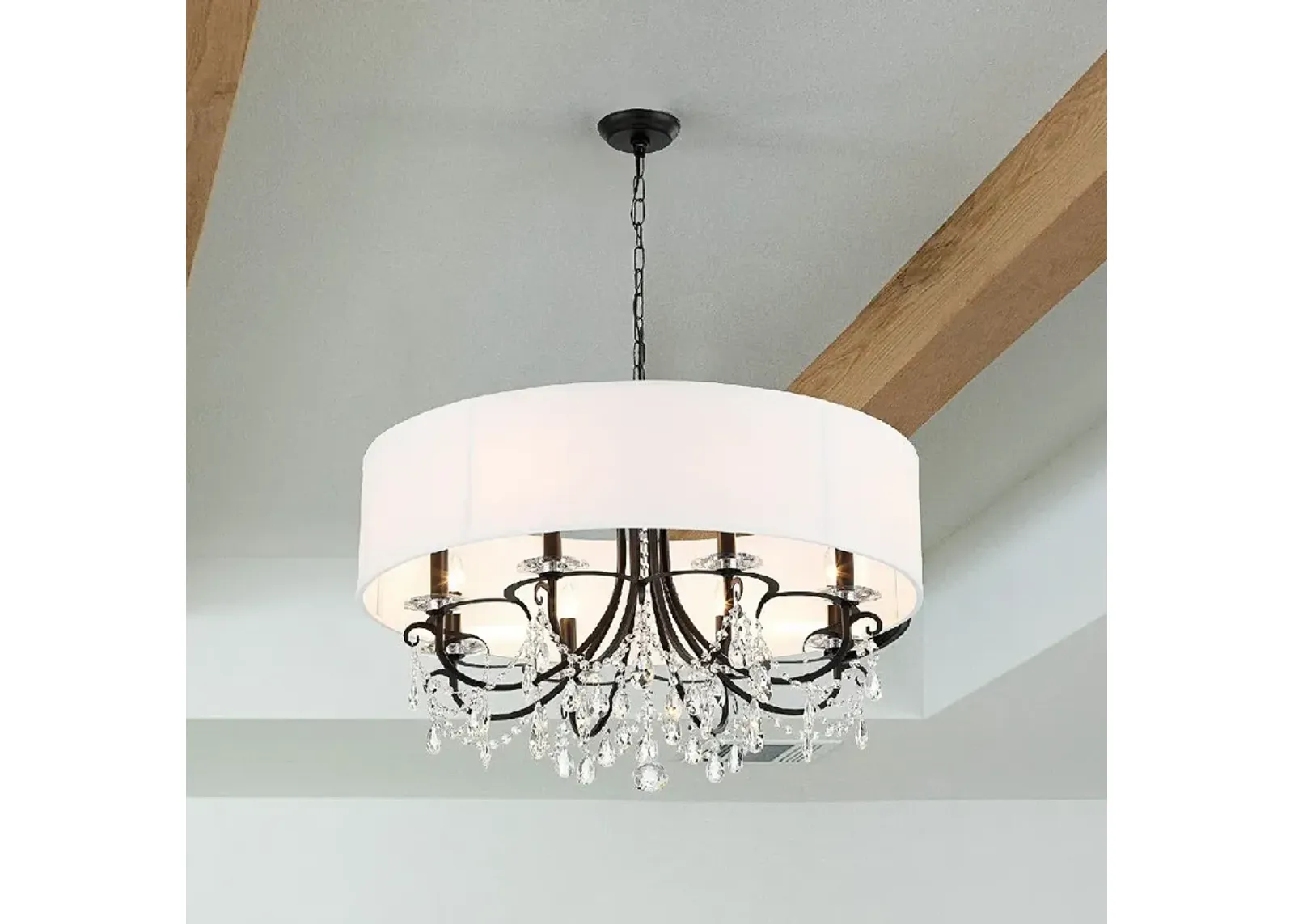 Othello 32" Wide Matte Black Crystal 8-Light Chandelier