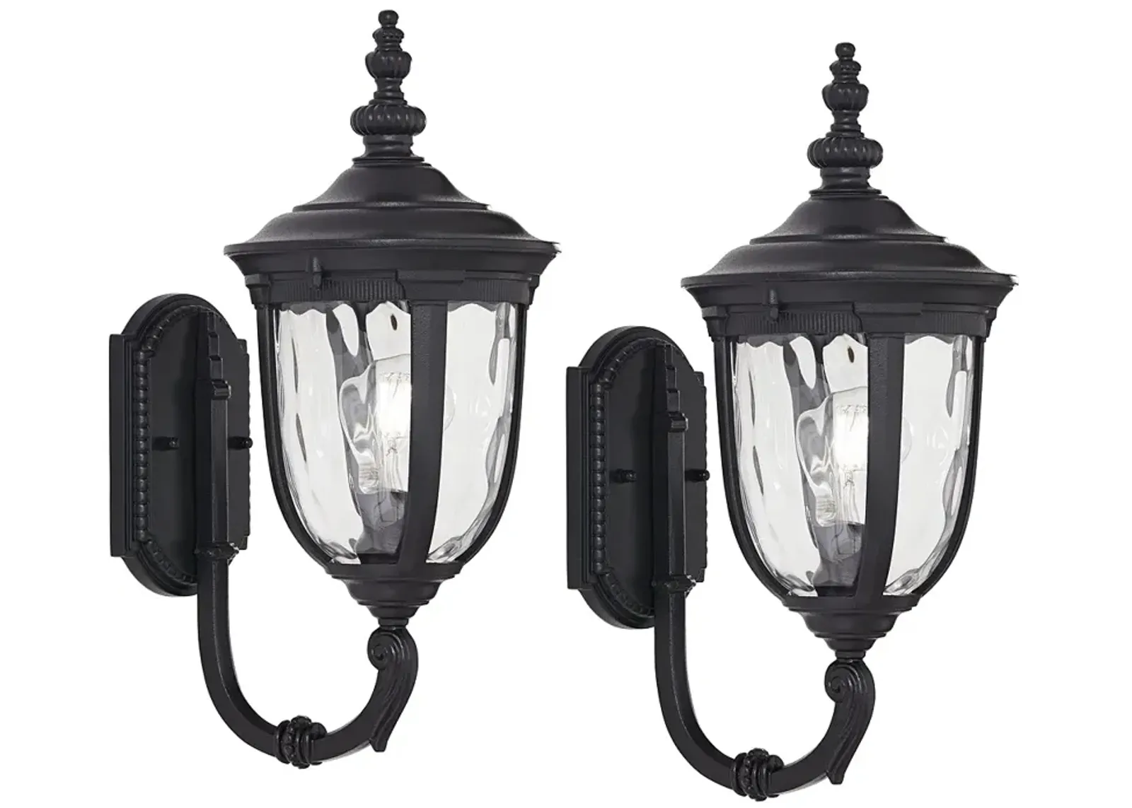 Bellagio 16 1/2" High Black Upbridge Arm Outdoor Wall Light Set of 2