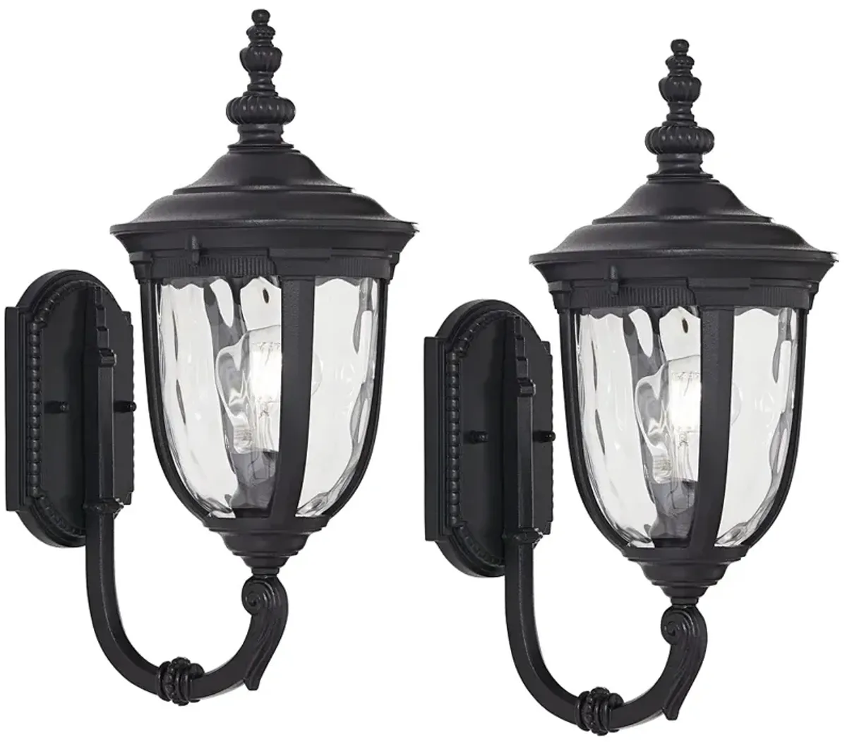 Bellagio 16 1/2" High Black Upbridge Arm Outdoor Wall Light Set of 2