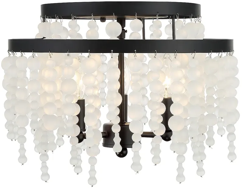 Crystorama Poppy 15" Wide Matte Black 3-Light Ceiling Light