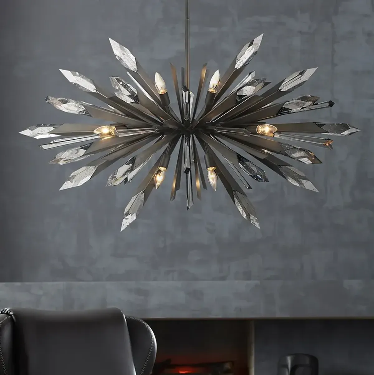 Metropolitan 42"W Elsa Midnight Graphite 12-Light Chandelier