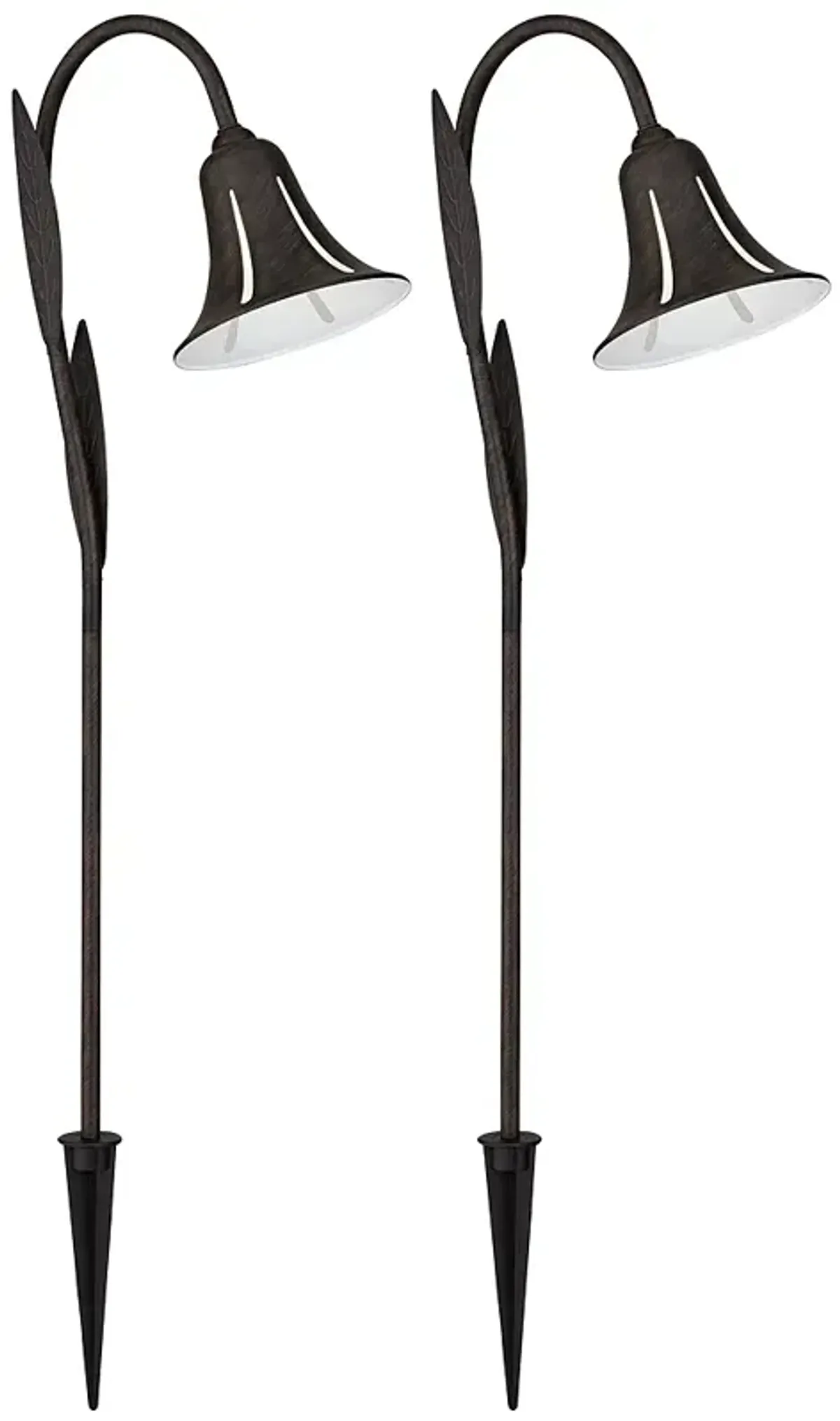 Tulip 27" High Dark Rust LED Landscape Lights Set of 2