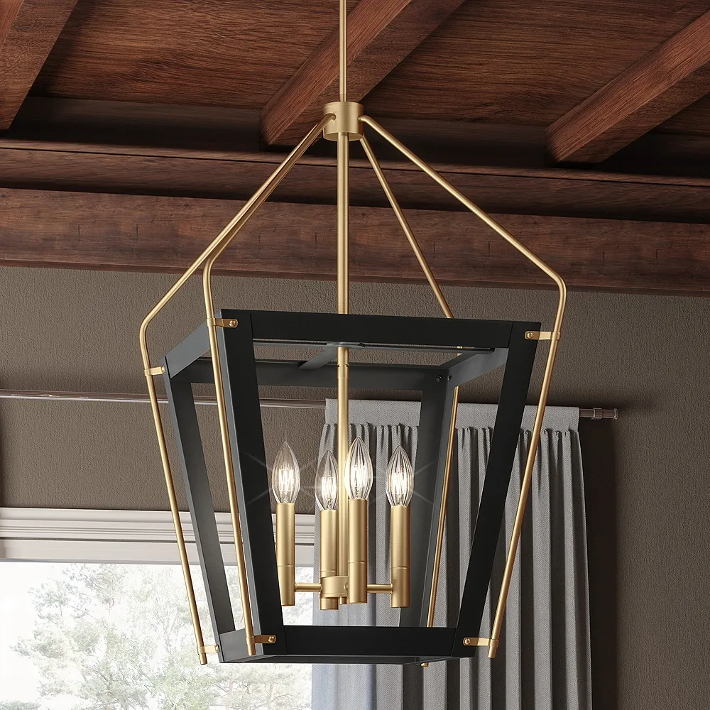 Quoizel Abbeville 18 1/4"W Earth Black Gold 4-Light Pendant