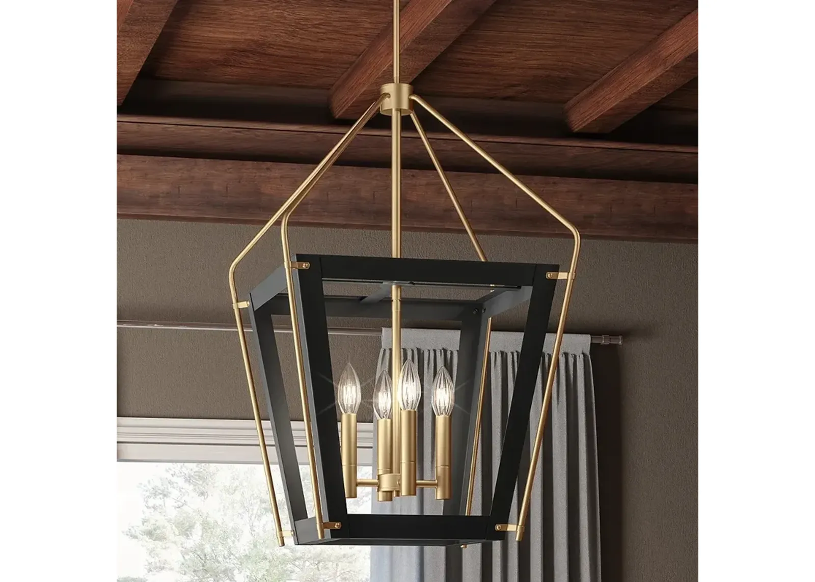 Quoizel Abbeville 18 1/4"W Earth Black Gold 4-Light Pendant