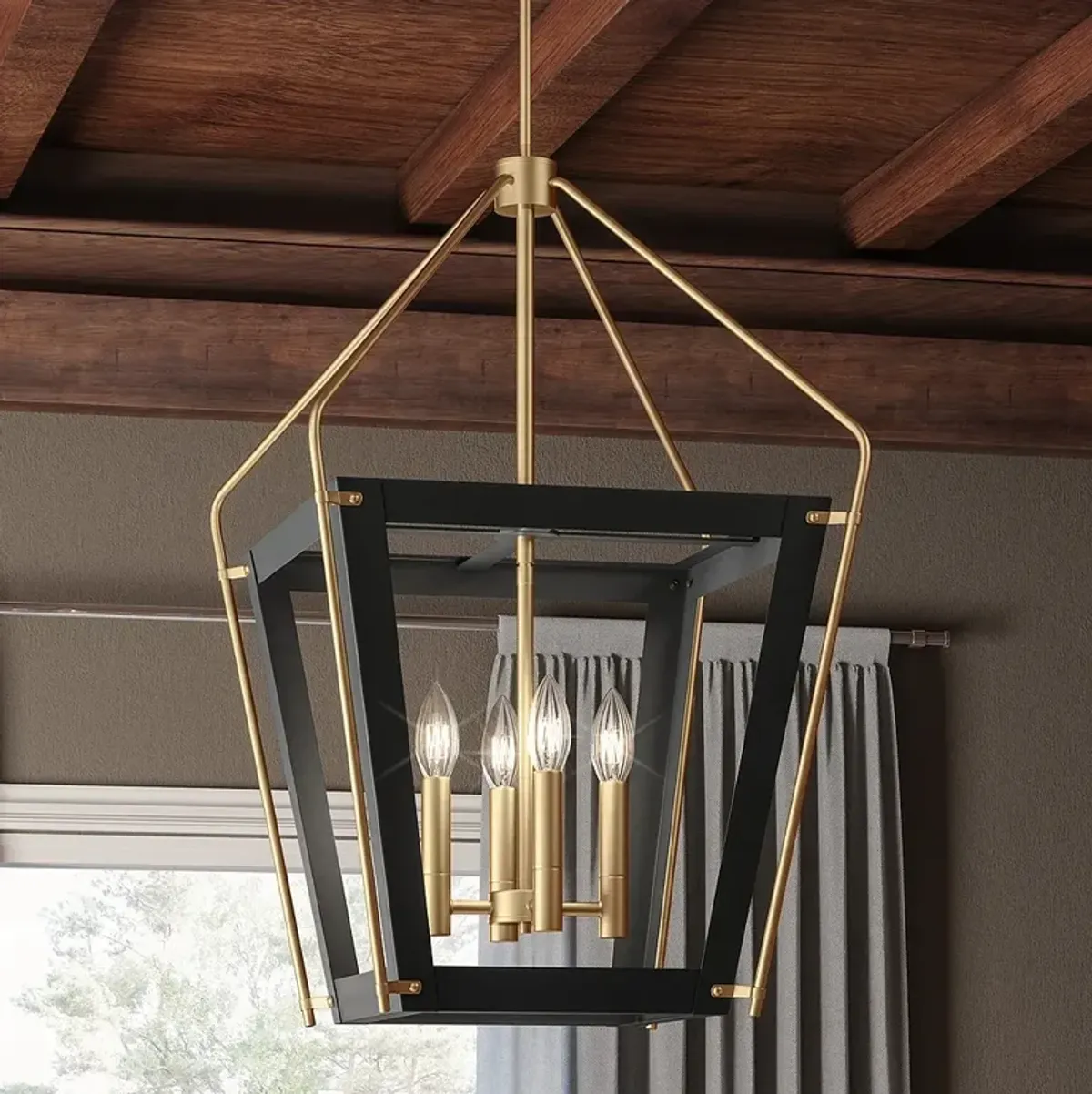 Quoizel Abbeville 18 1/4"W Earth Black Gold 4-Light Pendant