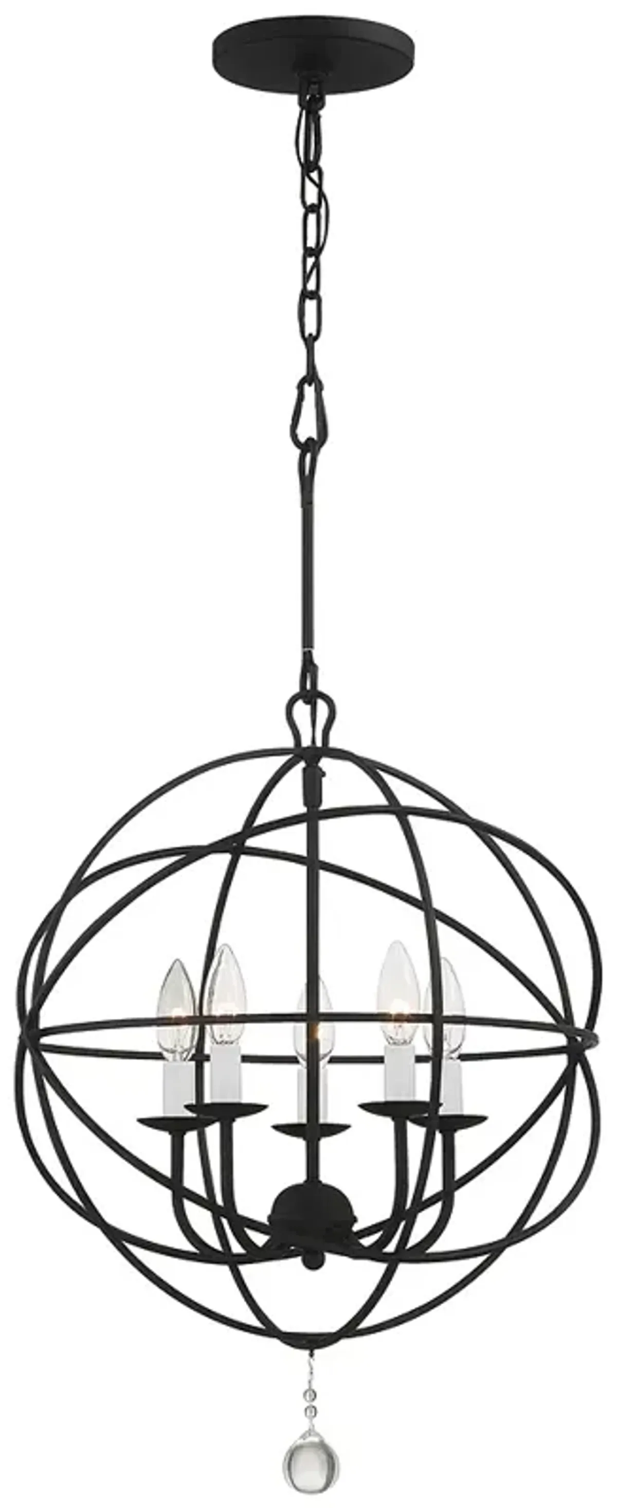 Crystorama Solaris 17" 5-Light Black Candelabra Orb Small Chandelier