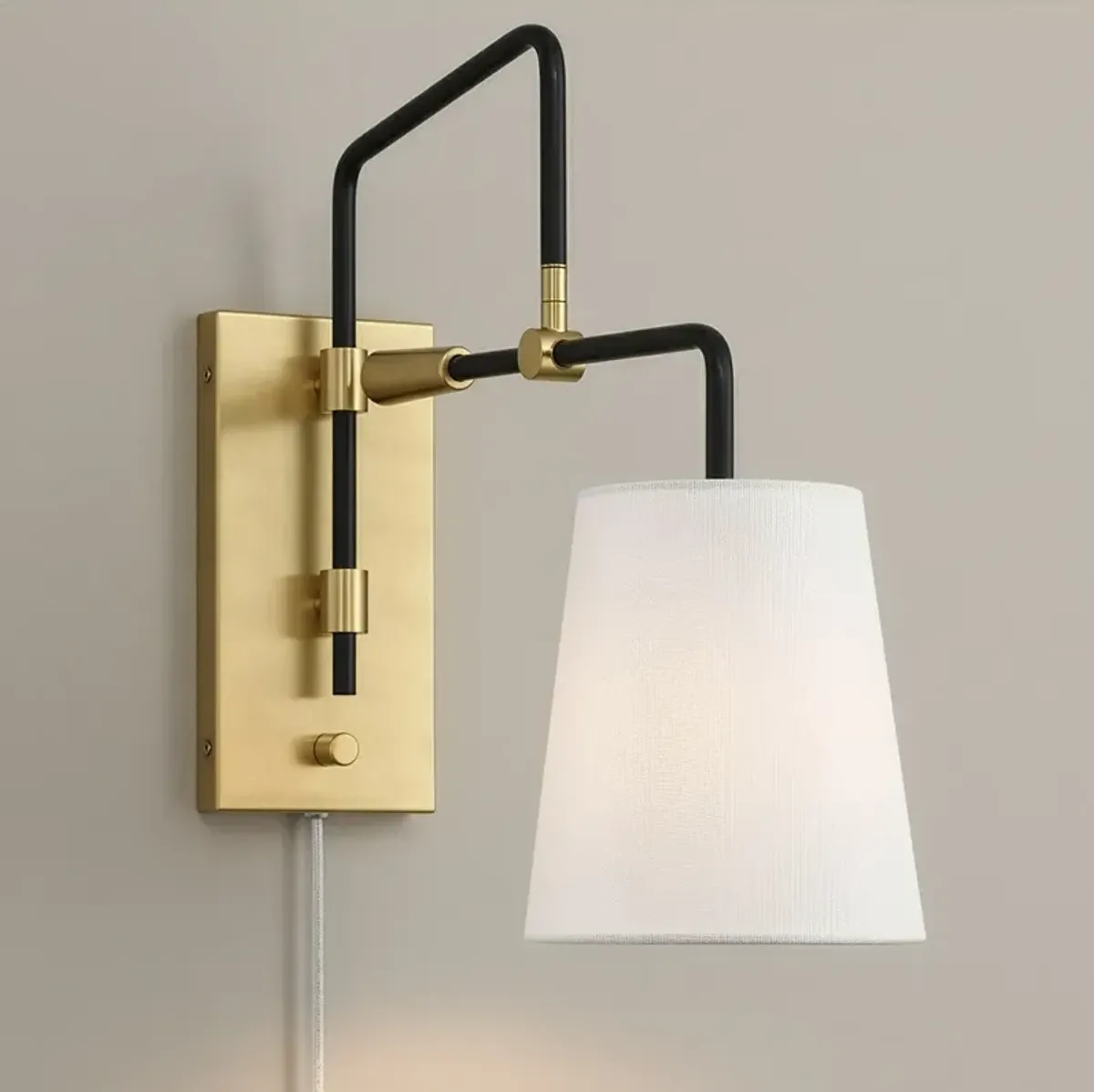 Possini Euro Azune 17"H Antique Brass Swing Arm Plug-In Wall Lamp