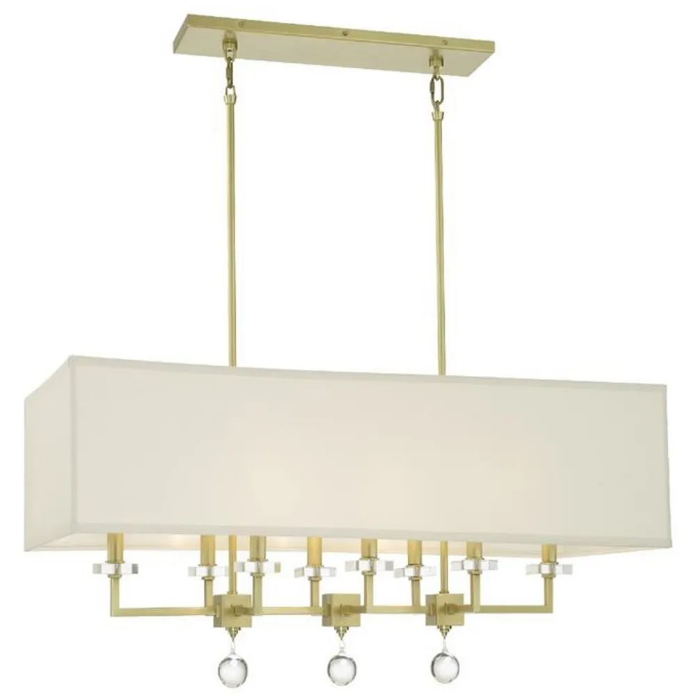 Paxton 8 Light Aged Brass Linear Chandelier